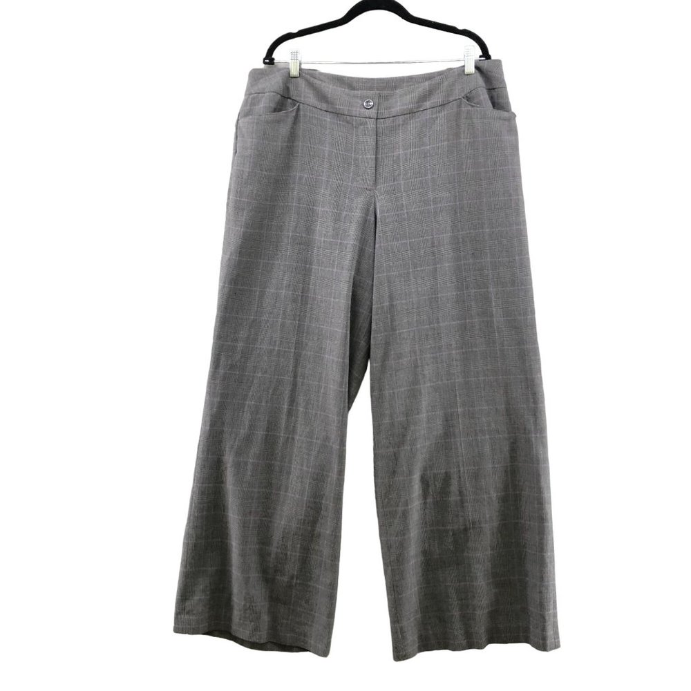 Lane Bryant Wide Leg Dress Pants Gray Glen Plaid Womens Size 18 Trouser